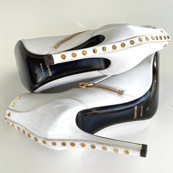 Tom Ford White & Gold Stiletto Bootie - Picture 2 of 4